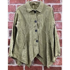 Mill Valley Clothing Company Green Striped Hobo Shirt Linen Blend Medium